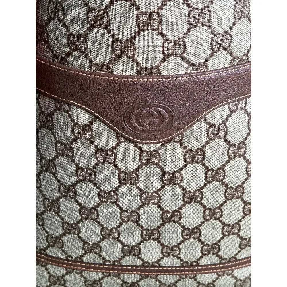 Vintage Gucci Sherry Line GG Brown/Beige PVC and Leather Tote/Shoulder Bag - Picture 8 of 16